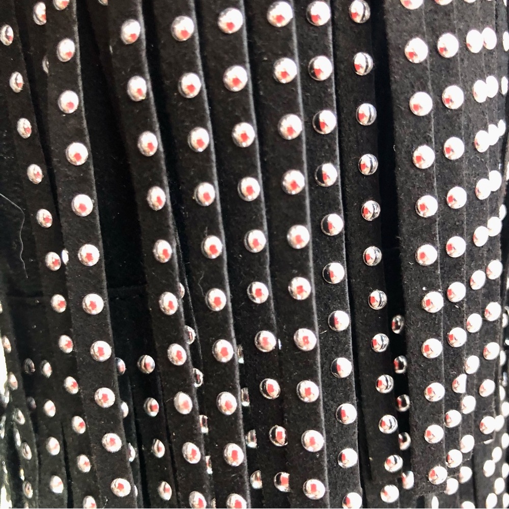 Blacksilver studs Fringe over the knee Boots Stiletto heels Faux suede leather 6 - Picture 13 of 16